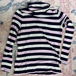 Talbots Black and Pink Striped Tee